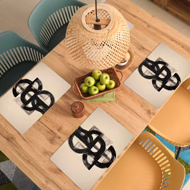 Cirkels - Lijnen - Vormen - Zwart Placemat vinyl groot -zzsfeer5_Kitchenyeah-website