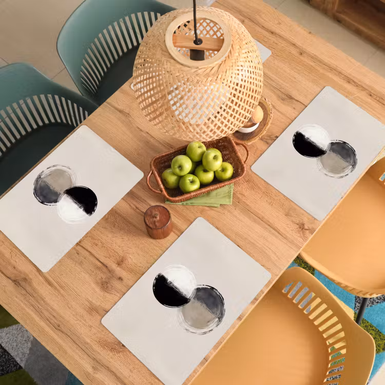 Cirkels - Strepen - Minimalistisch - Zwart Placemat vinyl groot -zzsfeer5_Kitchenyeah-website