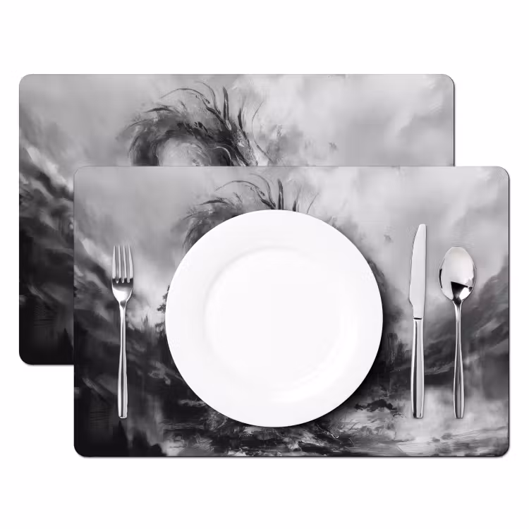 Krijger - Draak - Grijs Placemat vinyl groot -zzsfeer2_Kitchenyeah-website