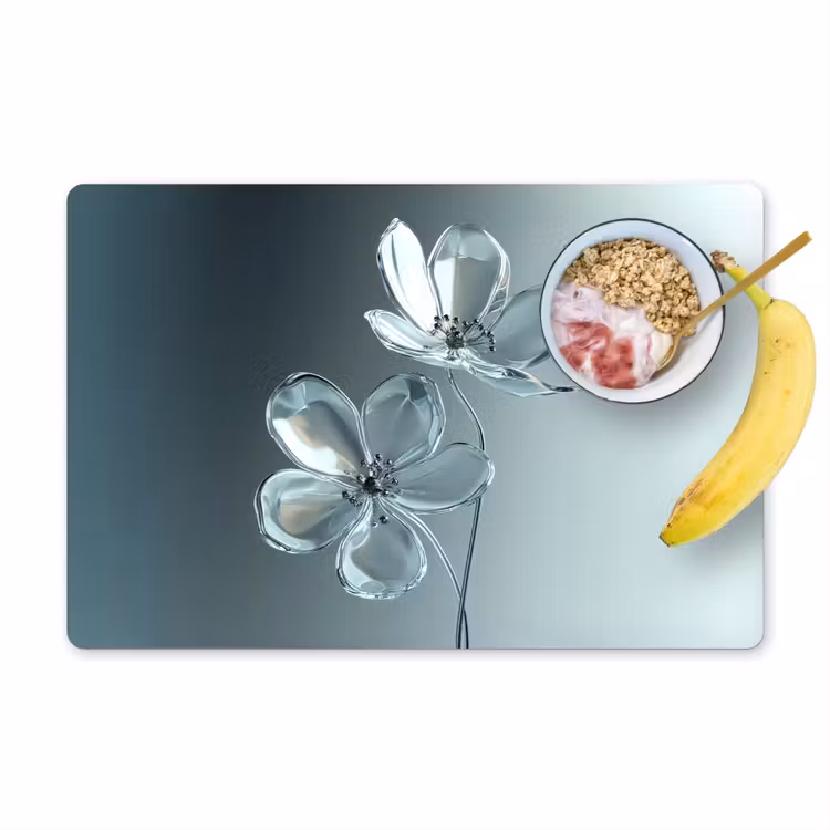 Kristal - Bloemen - Grijs Placemat vinyl groot -zzzproduct_Kitchenyeah-website