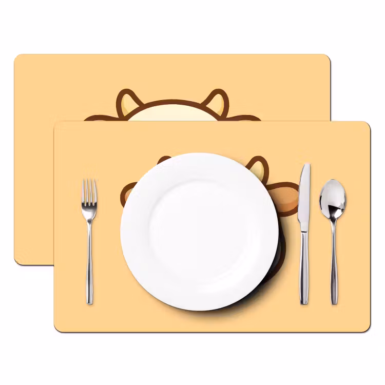 Koe - Oranje - Cartoon Placemat vinyl groot -zzsfeer2_Kitchenyeah-website
