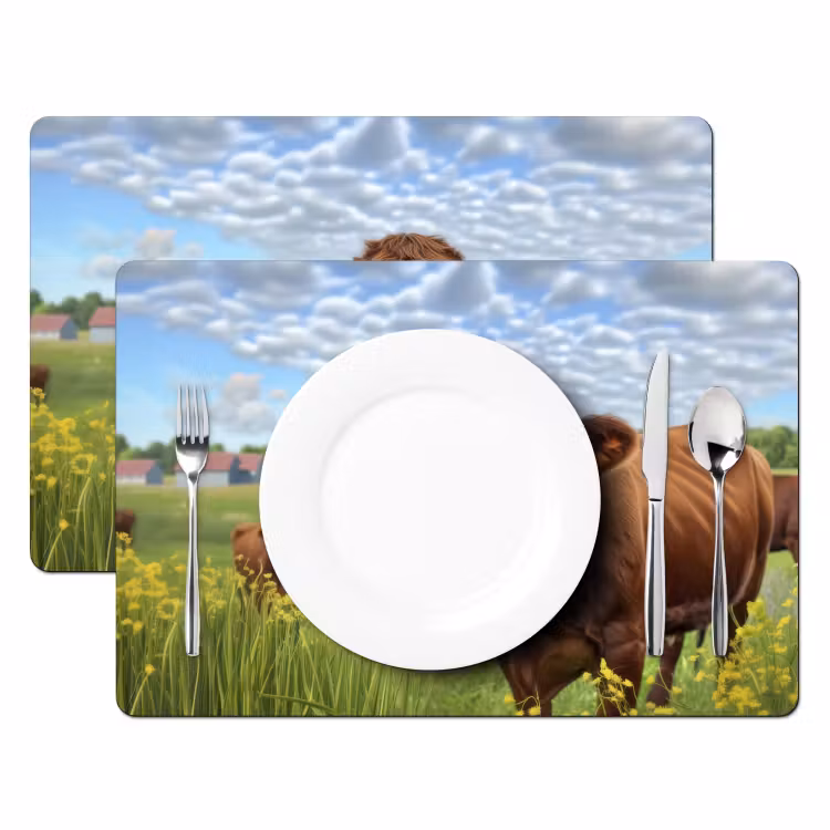 Koe - Weide - Bloemen Placemat vinyl groot -zzsfeer2_Kitchenyeah-website