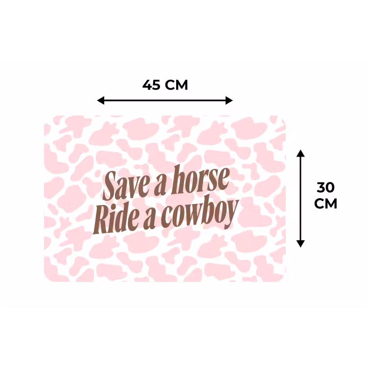 Koeienprint - Roze - Cowboy - Horse Placemat vinyl groot -specs