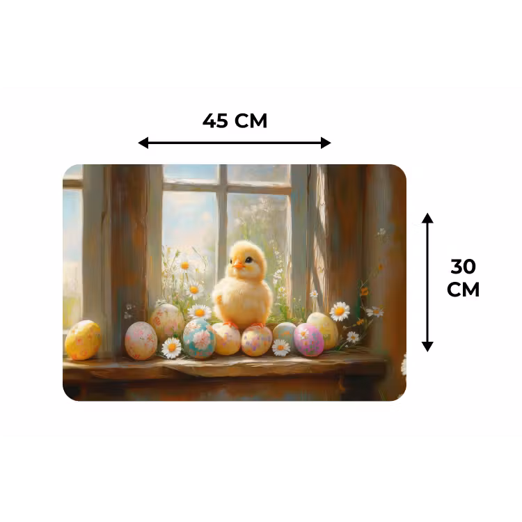 Kuiken - Raam - Paaseieren Placemat vinyl groot -specs