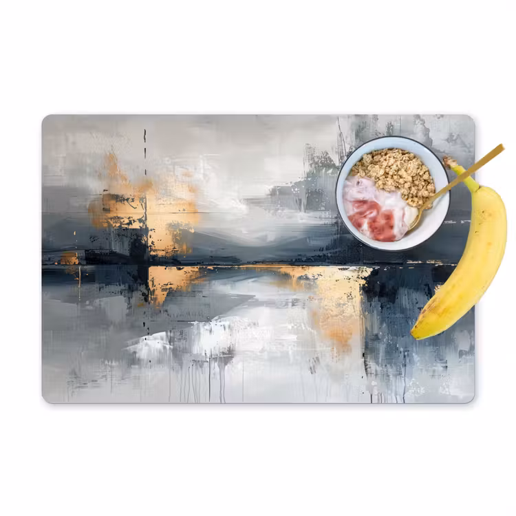 Kunst - Grijs - Goud - Abstract Placemat vinyl groot -zzzproduct_Kitchenyeah-website