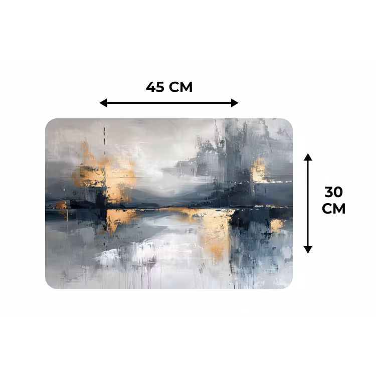 Kunst - Grijs - Goud - Abstract Placemat vinyl groot -specs