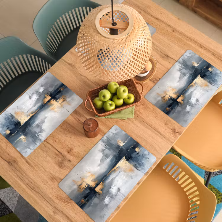 Kunst - Grijs - Goud - Abstract Placemat vinyl groot -zzsfeer5_Kitchenyeah-website