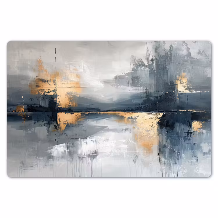 Kunst - Grijs - Goud - Abstract Placemat vinyl groot -zzsfeer1_Kitchenyeah-website