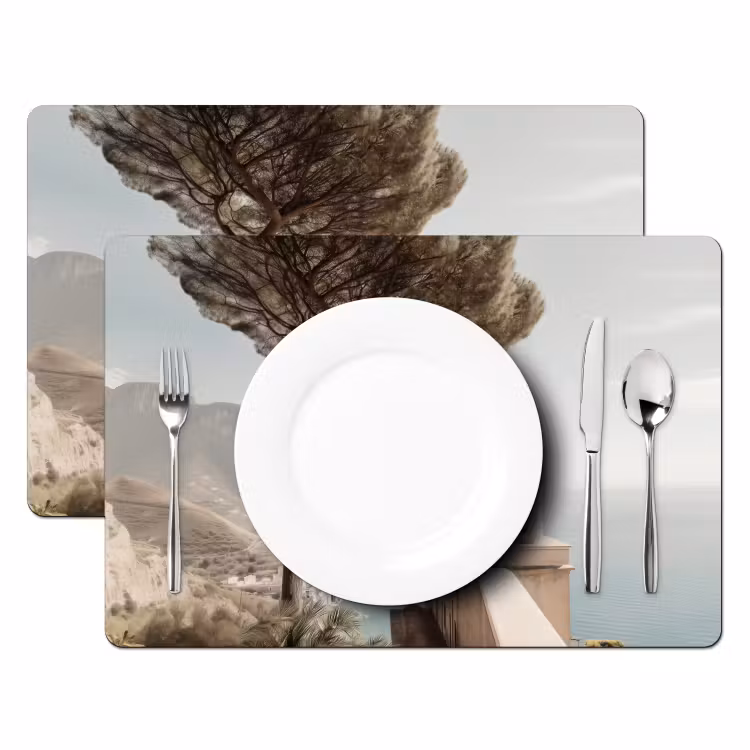 Kust - Klif - Boom - Gebouw Placemat vinyl groot -zzsfeer2_Kitchenyeah-website