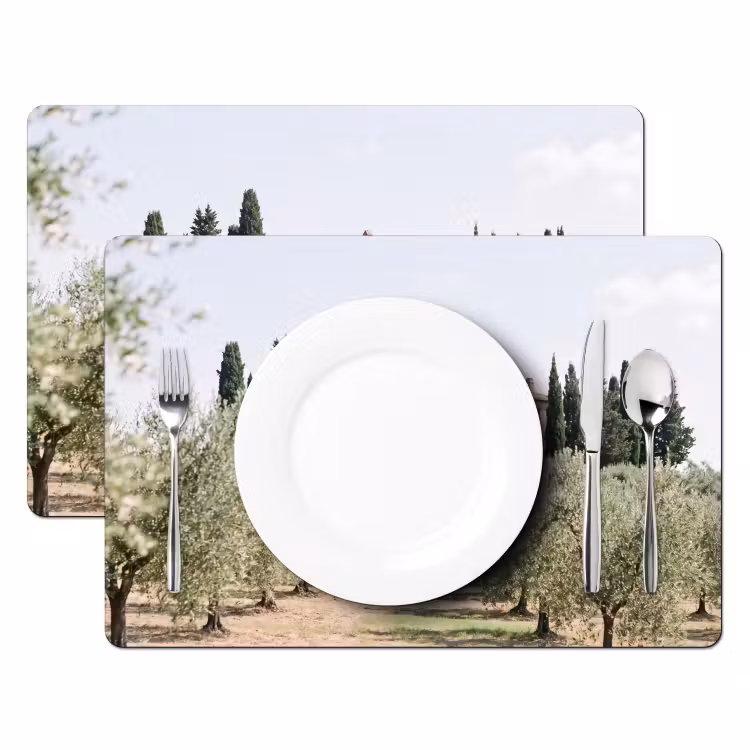 Tischset - 6 Stück - Landhaus – Olivenbaum – Obstgarten - Landhuis - olijfboom - gaard Placemat vinyl groot