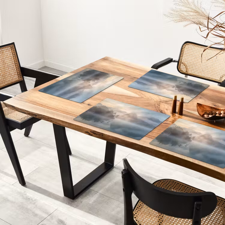 Landschap - Bergen - Mist - Water - Natuur Placemat vinyl groot -zzsfeer4_Kitchenyeah-website
