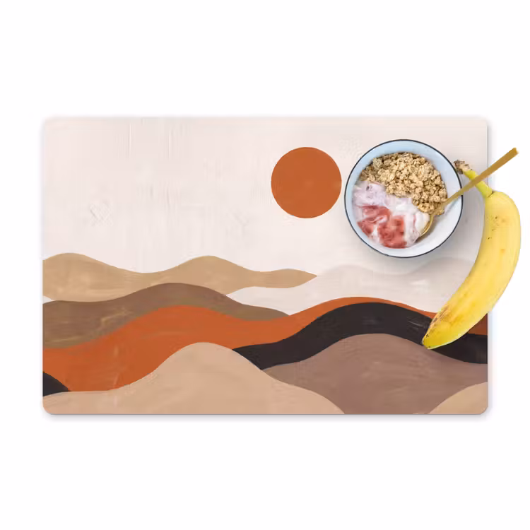 Landschap - Heuvels - Zon - Abstract - Oranje Placemat vinyl groot -zzzproduct_Kitchenyeah-website
