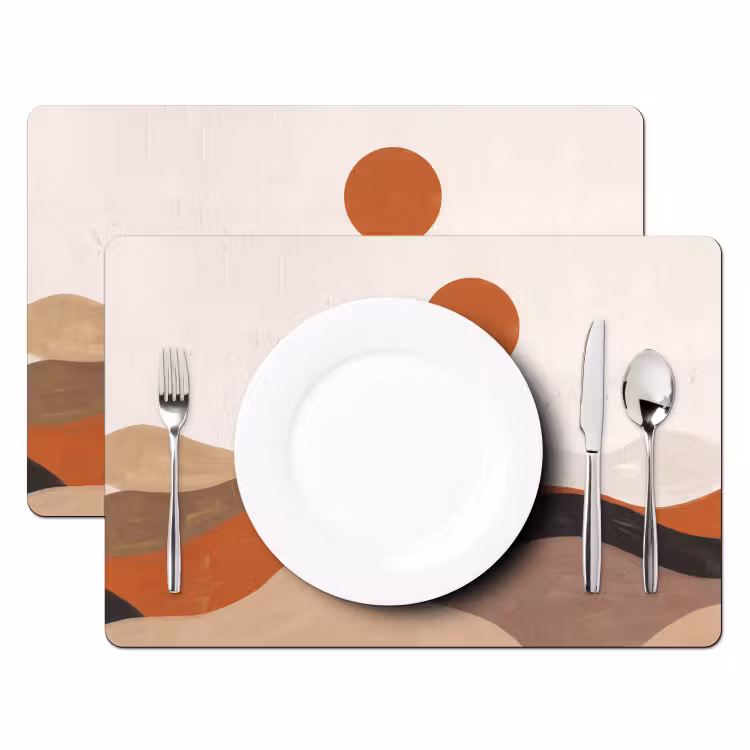 Landschap - Heuvels - Zon - Abstract - Oranje Placemat vinyl groot -zzsfeer2_Kitchenyeah-website