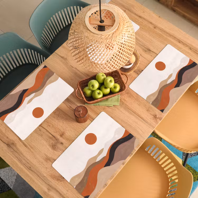 Landschap - Heuvels - Zon - Abstract - Oranje Placemat vinyl groot -zzsfeer5_Kitchenyeah-website
