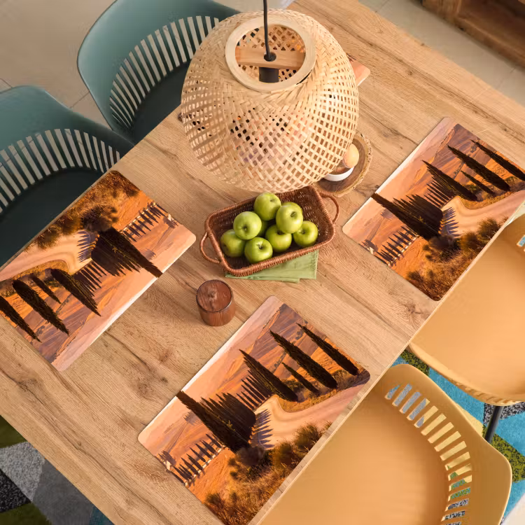 Landschap - Weg - Bomen - Natuur - Goud Placemat vinyl groot -zzsfeer5_Kitchenyeah-website
