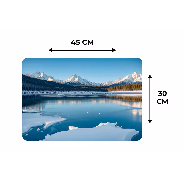 Landschap - Winter - Meer - Bergen - Uitzicht - IJs Placemat vinyl groot -specs