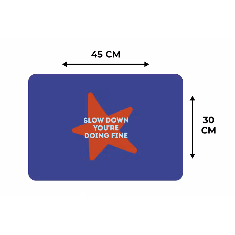 Slow down you're doing fine - Ster - Blauw Placemat vinyl groot -specs