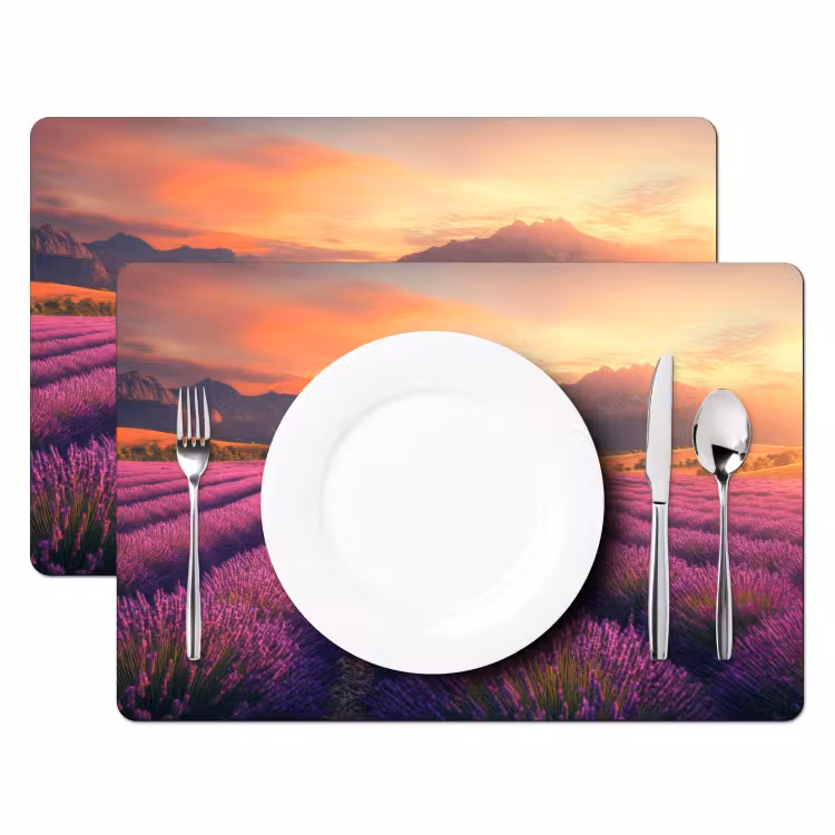 Lavendelveld - Zonsondergang - Paars Placemat vinyl groot -zzsfeer2_Kitchenyeah-website