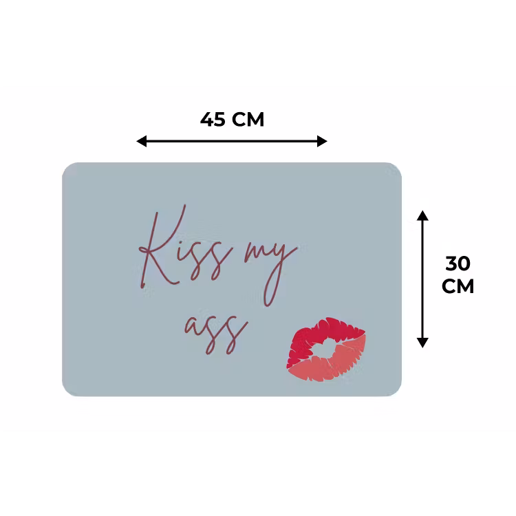 Kiss my ass - Lip - Blauw Placemat vinyl groot -specs