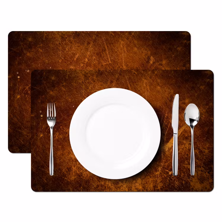 Leer - Lederlook - Bruin - Oranje Placemat vinyl groot -zzsfeer2_Kitchenyeah-website
