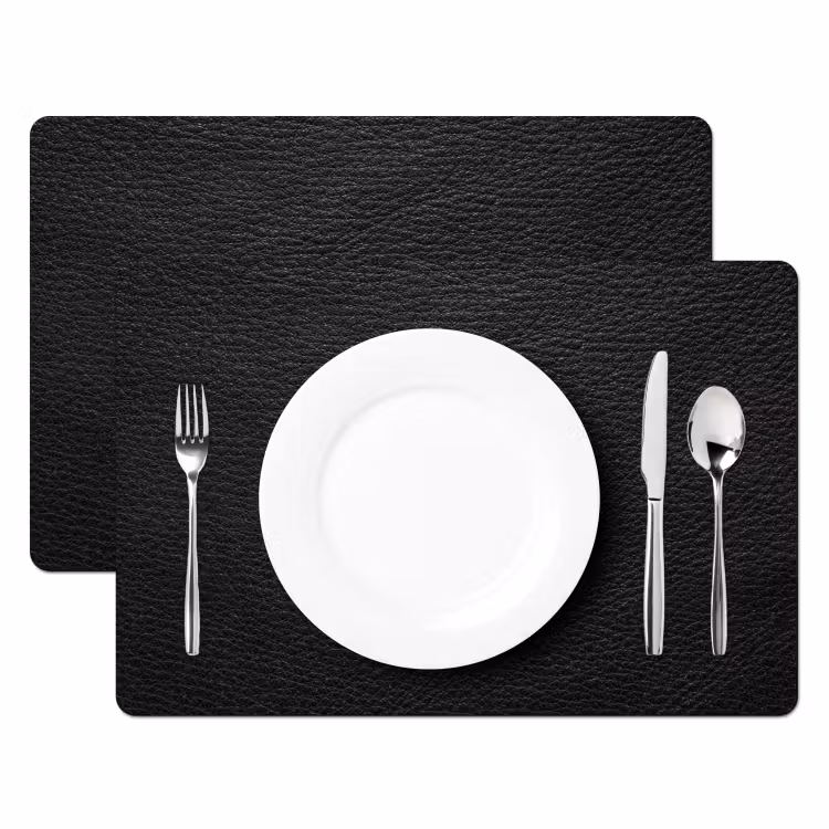 Leer - Lederlook - Zwart - Grijs Placemat vinyl groot -zzsfeer2_Kitchenyeah-website