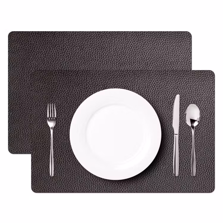 Leer - Lederlook - Zwart - Licht Placemat vinyl groot -zzsfeer2_Kitchenyeah-website
