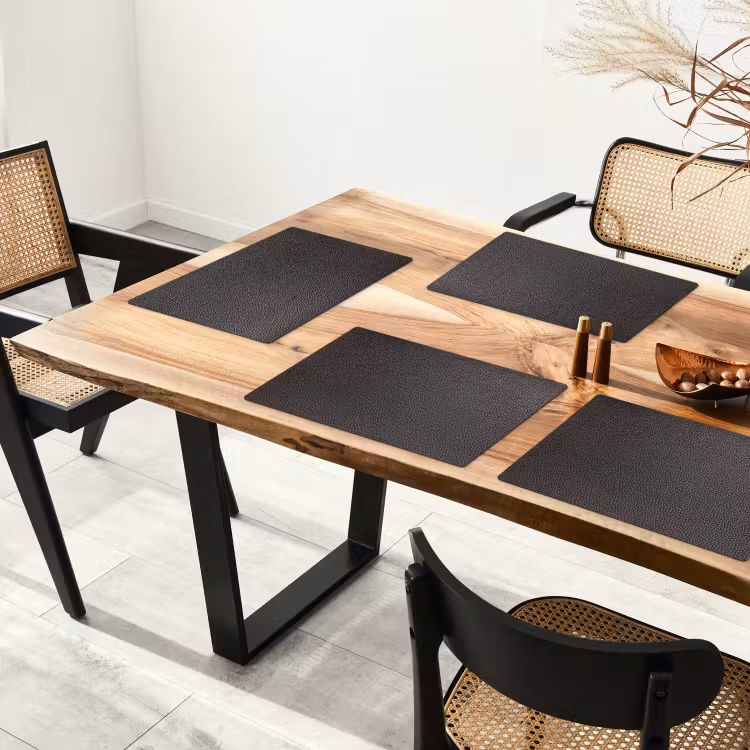 Leer - Lederlook - Zwart - Licht Placemat vinyl groot -zzsfeer4_Kitchenyeah-website