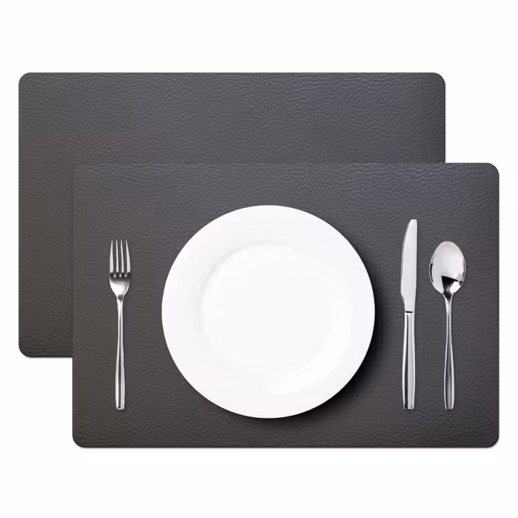 Leer - Structuur - Lederlook - Grijs Placemat vinyl groot -zzsfeer2_Kitchenyeah-website