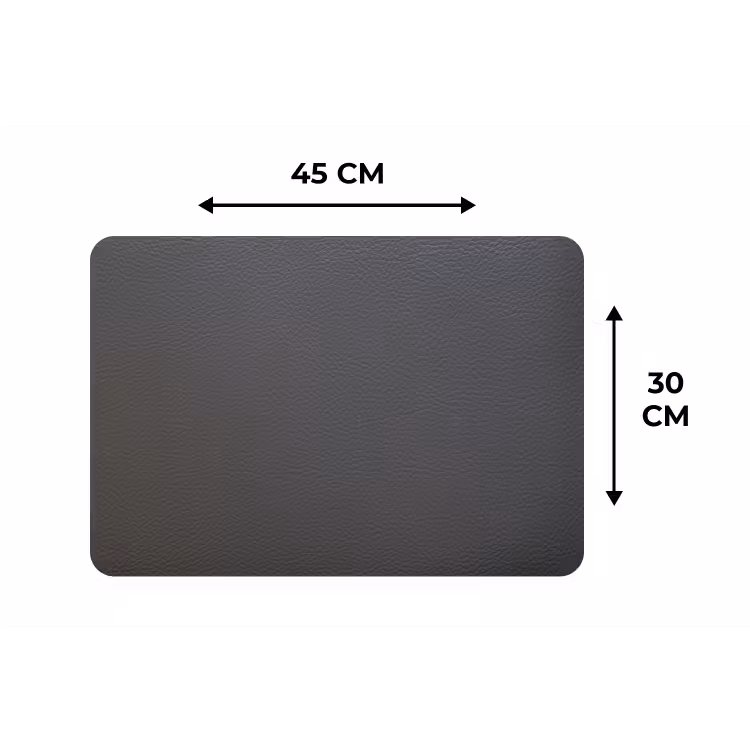 Leer - Structuur - Lederlook - Grijs Placemat vinyl groot -specs