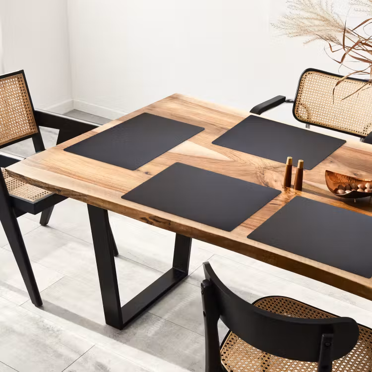 Leer - Structuur - Lederlook - Grijs Placemat vinyl groot -zzsfeer4_Kitchenyeah-website