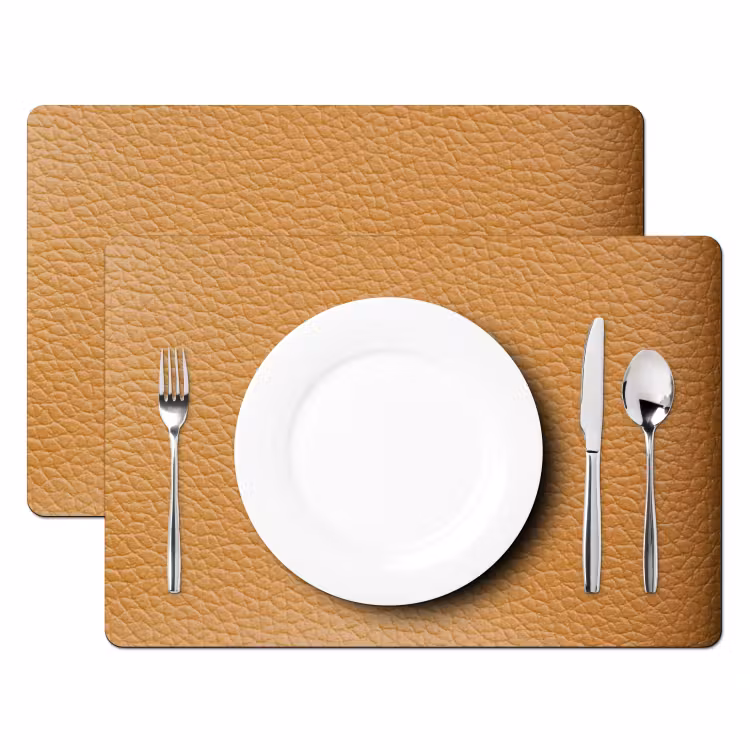 Leer - Structuur - Lederlook - Oranje Placemat vinyl groot -zzsfeer2_Kitchenyeah-website