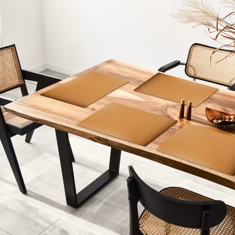 Leer - Structuur - Lederlook - Oranje Placemat vinyl groot -zzsfeer4_Kitchenyeah-website