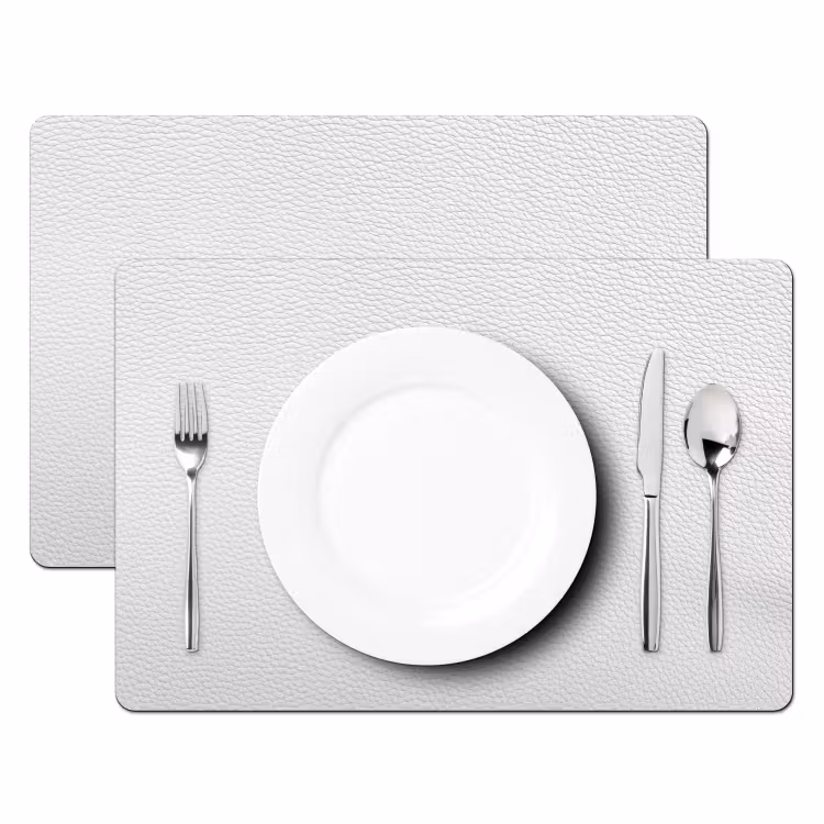 Leer - Structuur - Lederlook - Wit Placemat vinyl groot -zzsfeer2_Kitchenyeah-website