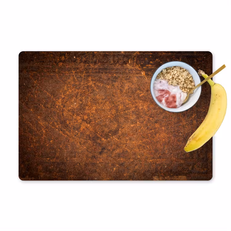 Leer - Structuur - Bruin - Oranje Placemat vinyl groot -zzzproduct_Kitchenyeah-website