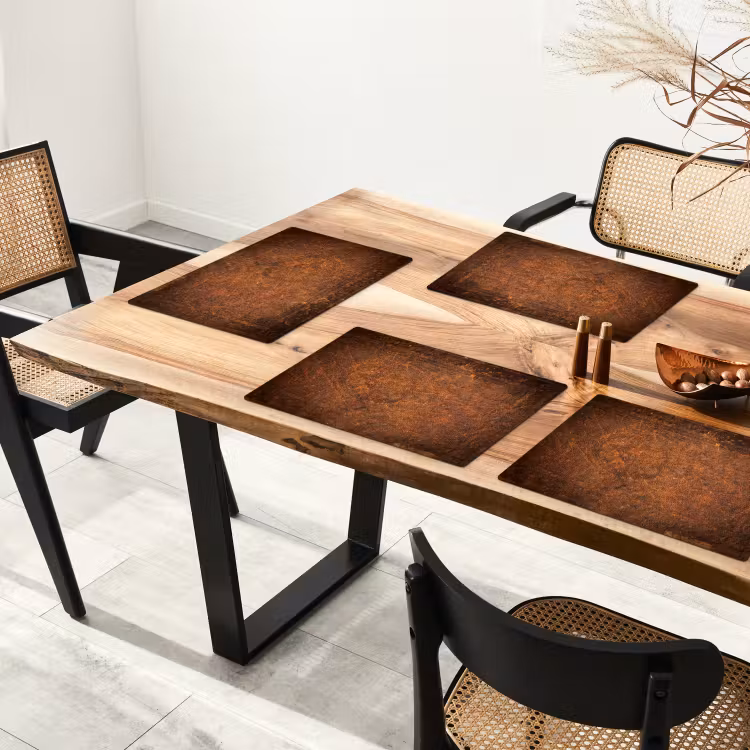 Leer - Structuur - Bruin - Oranje Placemat vinyl groot -zzsfeer4_Kitchenyeah-website