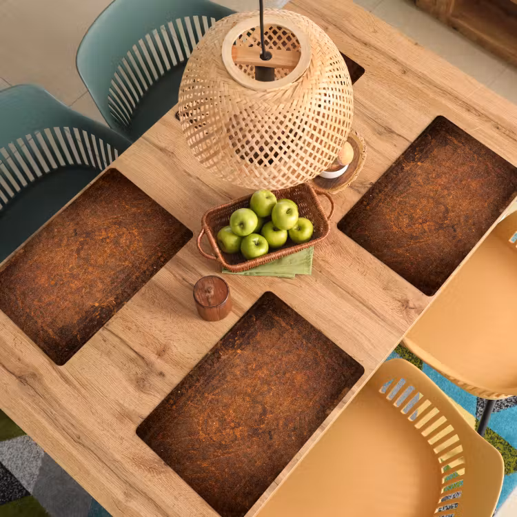 Leer - Structuur - Bruin - Oranje Placemat vinyl groot -zzsfeer5_Kitchenyeah-website