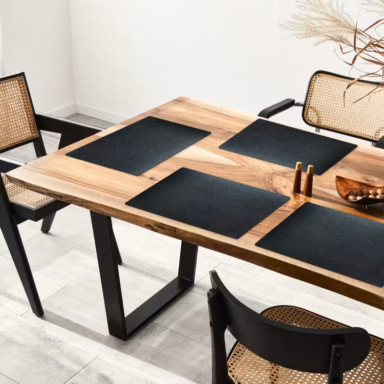 Leer - Structuur - Zwart - Groen - Licht Placemat vinyl groot -zzsfeer4_Kitchenyeah-website