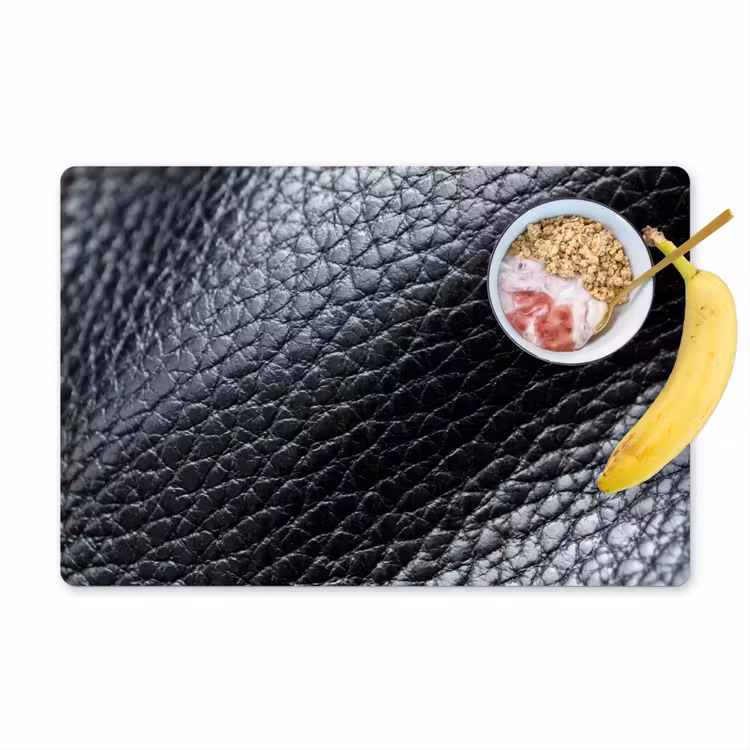 Leer - Structuur - Zwart - Licht Placemat vinyl groot -zzzproduct_Kitchenyeah-website