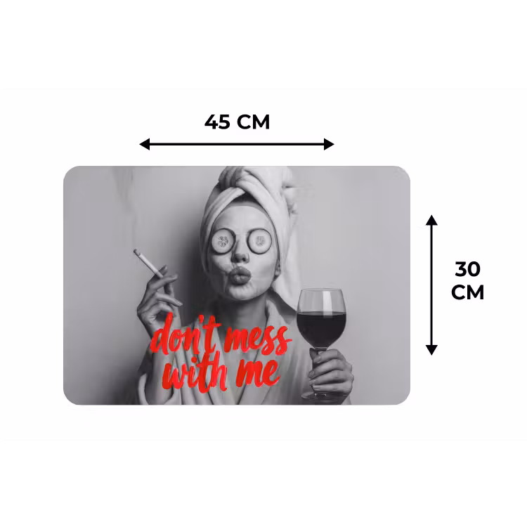 Don't mess with me - Wijn - Vrouw - Sigaret Placemat vinyl groot -specs