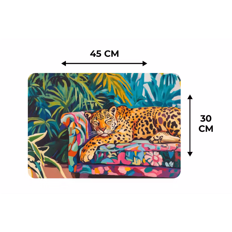 Luipaard - Kleurrijk - Tropisch Placemat vinyl groot -specs