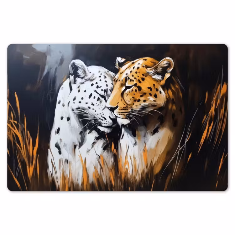 Luipaard - Oranje - Wit - Gras Placemat vinyl groot -zzsfeer1_Kitchenyeah-website
