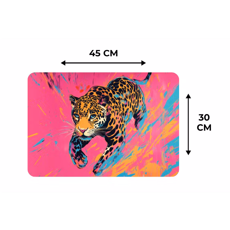 Luipaard - Roze - Oranje - Blauw - Verf Placemat vinyl groot -specs