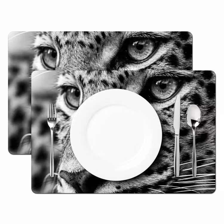 Luipaard - Zwart - Wit - Oog Placemat vinyl groot -zzsfeer2_Kitchenyeah-website