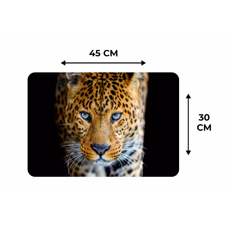 Luipaard - Dieren - Portret - Wilde dieren - Zwart Placemat vinyl groot -specs