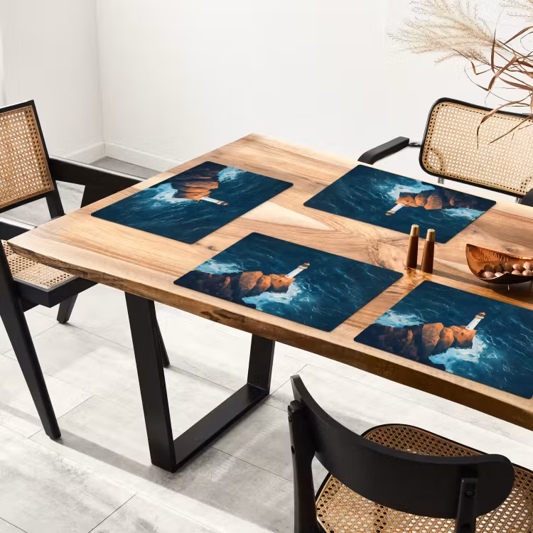 Vuurtoren - Rots - Zee - Golven Placemat vinyl groot -zzsfeer4_Kitchenyeah-website