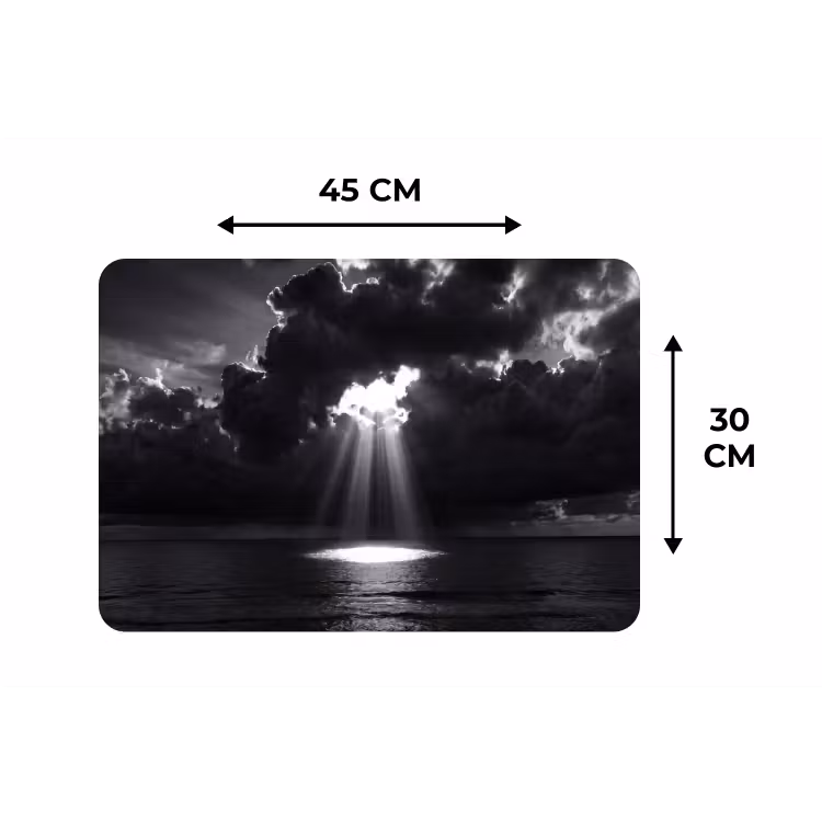Licht - Wolken - Zee - Zwart-wit - Natuur Placemat vinyl groot -specs