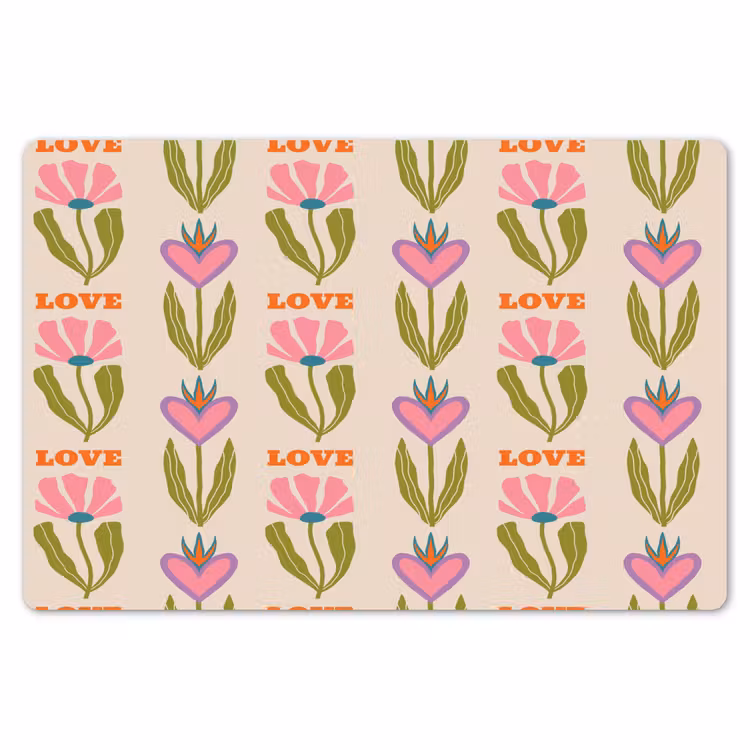 Love - Patroon - Bloemen - Hartjes Placemat vinyl groot 368 -zzsfeer1_Kitchenyeah-website