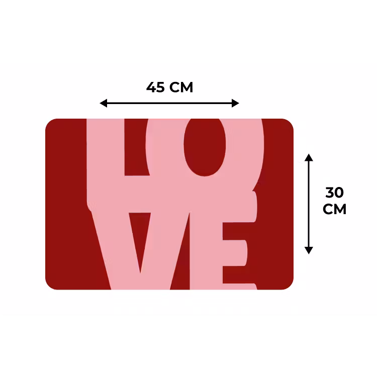 Love - Rood - Blokletters Placemat vinyl groot -specs