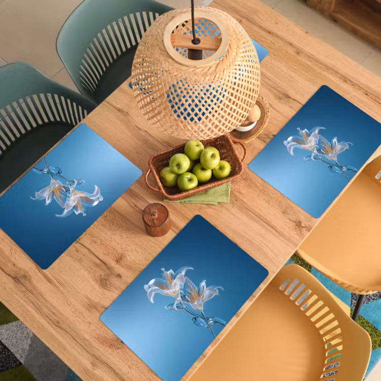 Lelies - Blauw - Glazen Placemat vinyl groot -zzsfeer5_Kitchenyeah-website