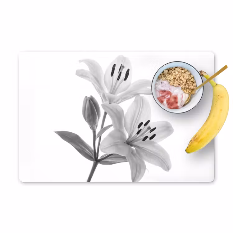 Lelies - Elegant - Zwart - Wit Placemat vinyl groot -zzzproduct_Kitchenyeah-website